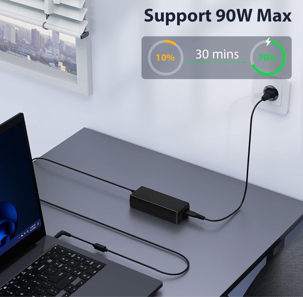 SUNYDEAL zasilacz do laptopa 90W 18,5-20V z USB i kablem