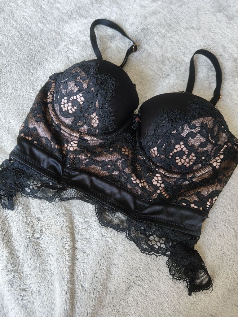 Victoria's Secret seksowny czarne koronkowy biustonosz gorset 70B