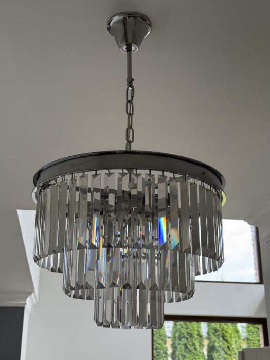 Kryształowy żyrandol 45 cm chrom – 2 sztuki, jak nowe