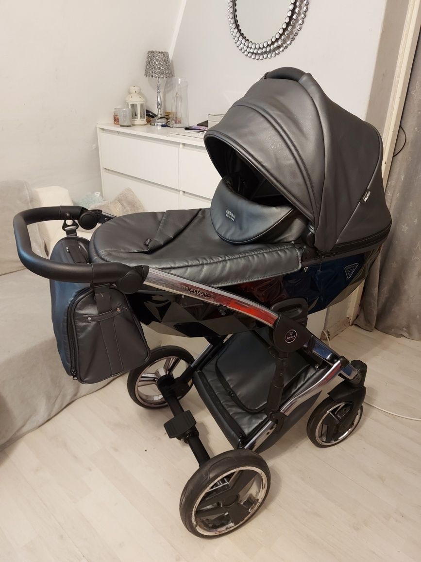 Wozek 3w1 junama diamond fluo 05 grafitowy ekoskóra wysyłka +cybex