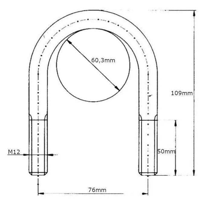 Cybant jarzmo obejma U M12 60,3x109mm podkładka, nakrętka