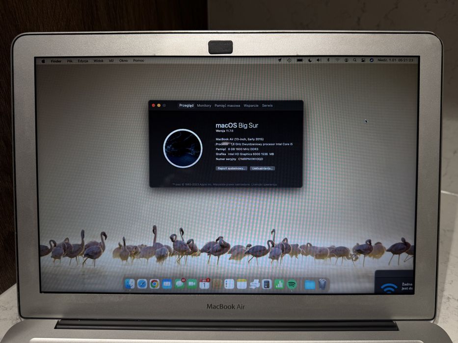 laptop notebook Apple MacBook Air 13 cal 2015 i5 128GB RAM 8GB 1,6 GHz