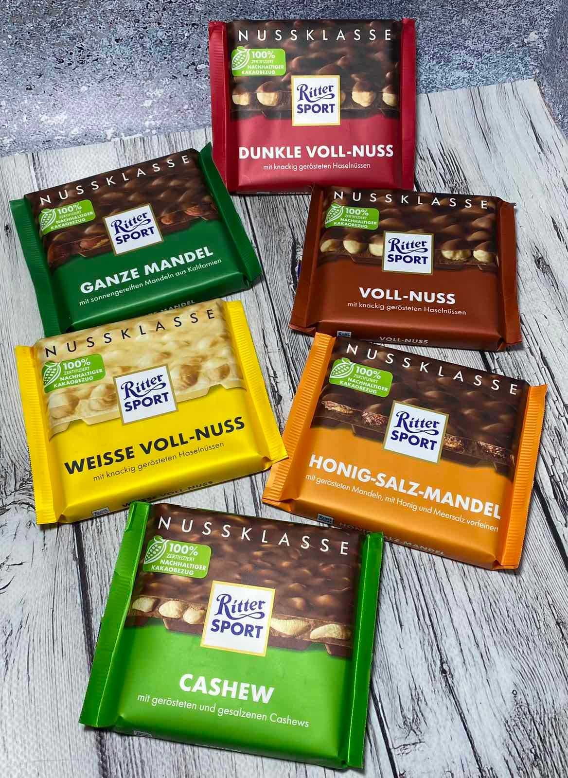 Шоколад Ritter Sport, 6 видів
Вага 100 грам