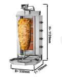 Kebab grill potis - 4 burners - maximum 60 kg - incl. protection sheet