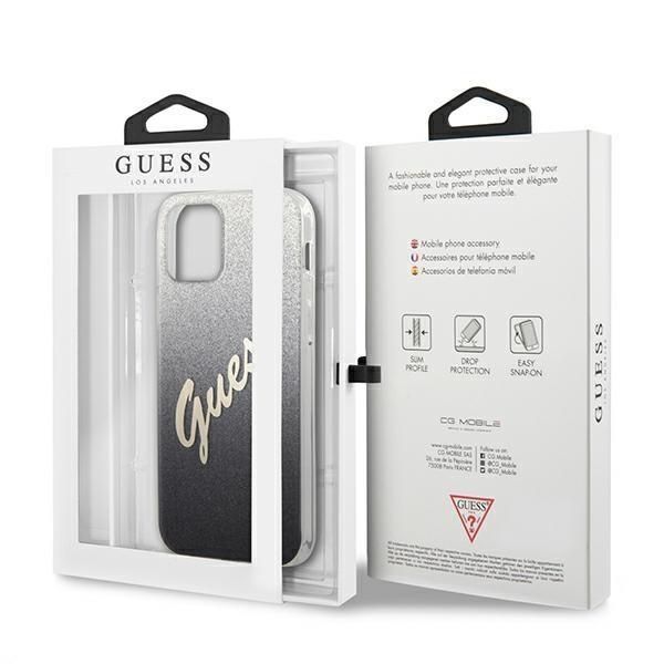 Case Guess Glitter Gradient do iPhone 12 Pro Max, Czarny