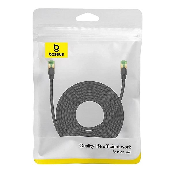 Baseus szybki kabel sieciowy RJ45 cat. 8/40Gbps 8m pleciony czarny