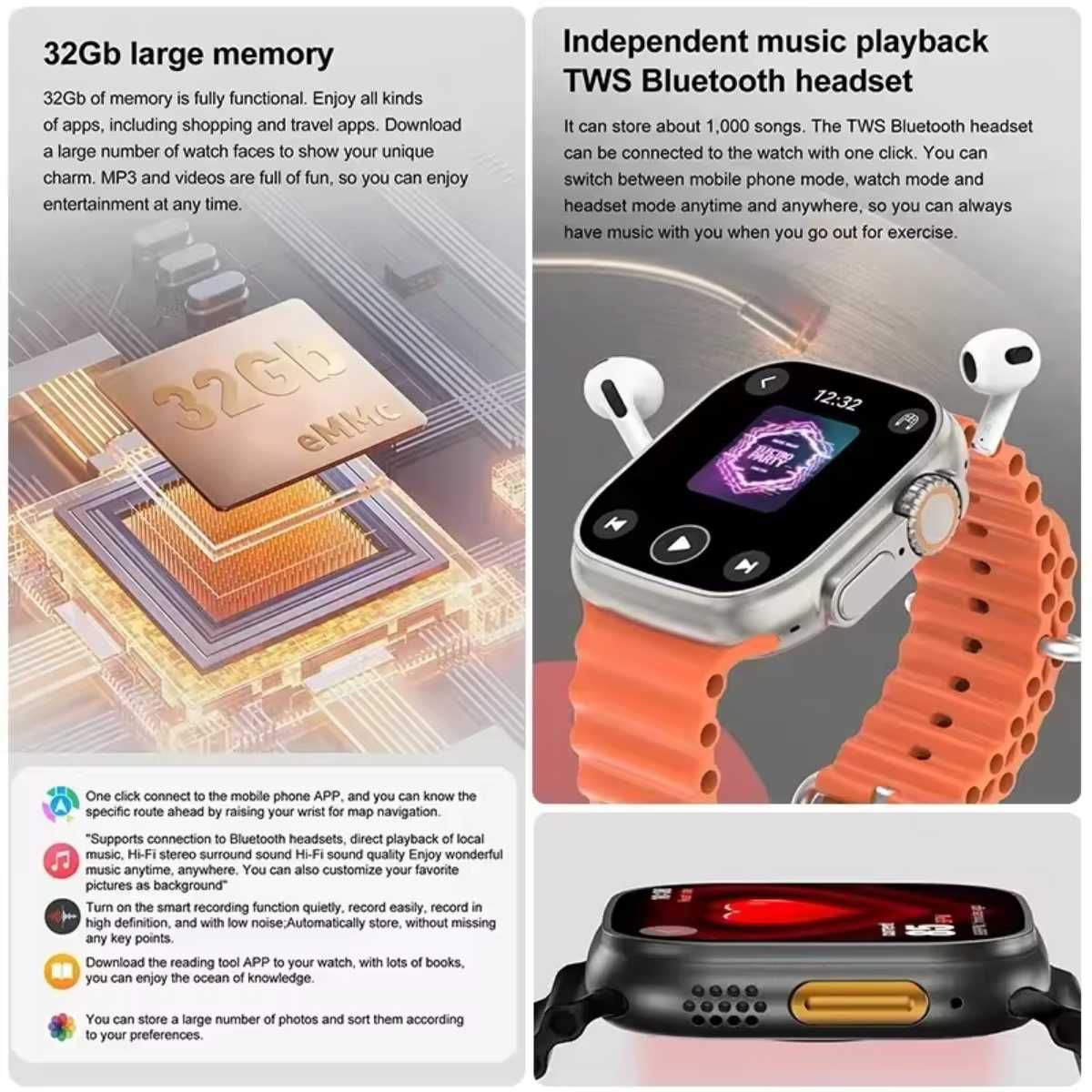 Смарт часы. DT WATCH ULTRA3. NFC. GPS. Compass. 4GB ROM. 3D меню.