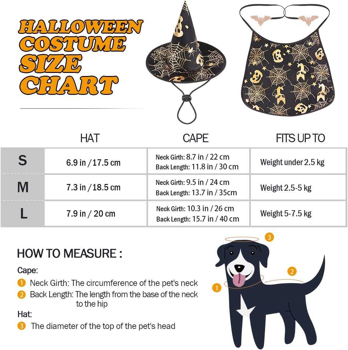 Ubranko halloween kapelusz, pelerynka dla psa kota