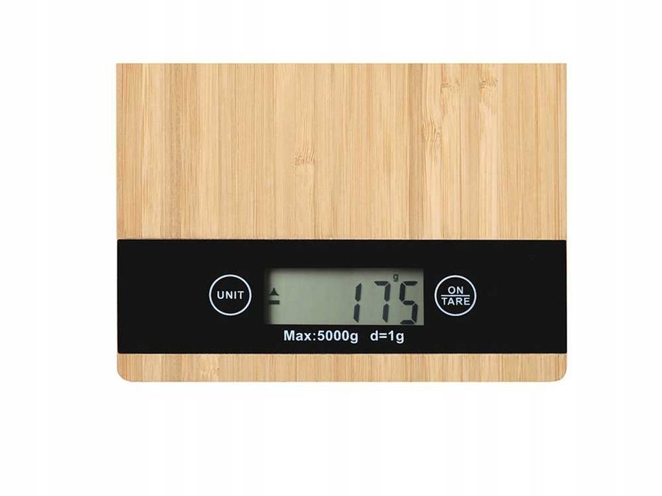 WAGA KUCHENNA TACA Bambusowa Elektroniczna LCD do 5 kg / 1 g. Tara