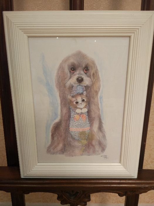 Картина "Собака и котенок"