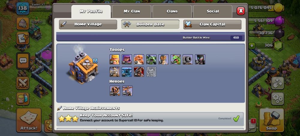 Акаунт клеш оф кленс,2017 року.16 тх.