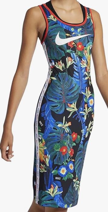 Nike spódnica w tropikalny las, papugi, kwiaty CUDO