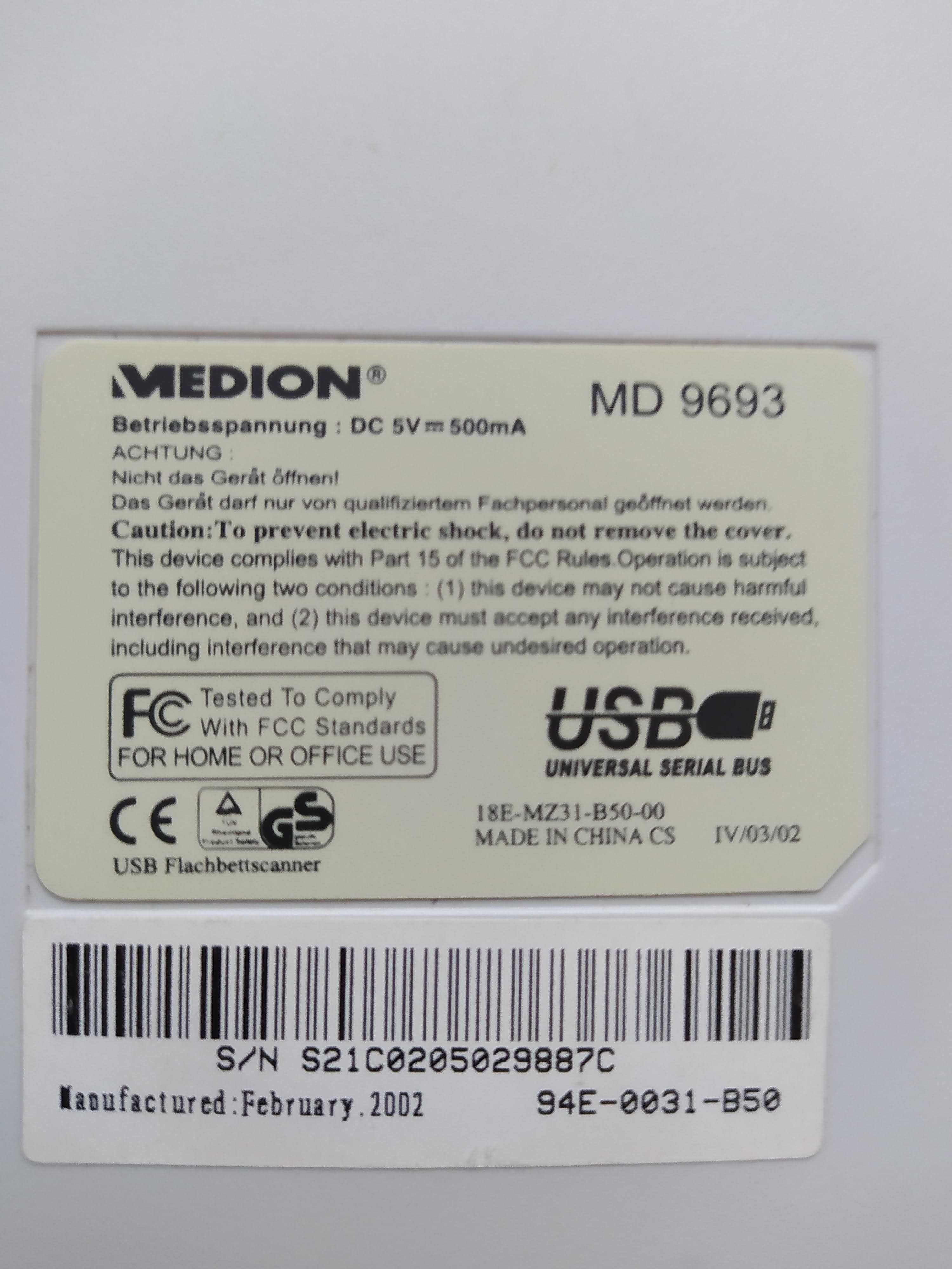 Skaner Medion MD9693 (win xp i win7)