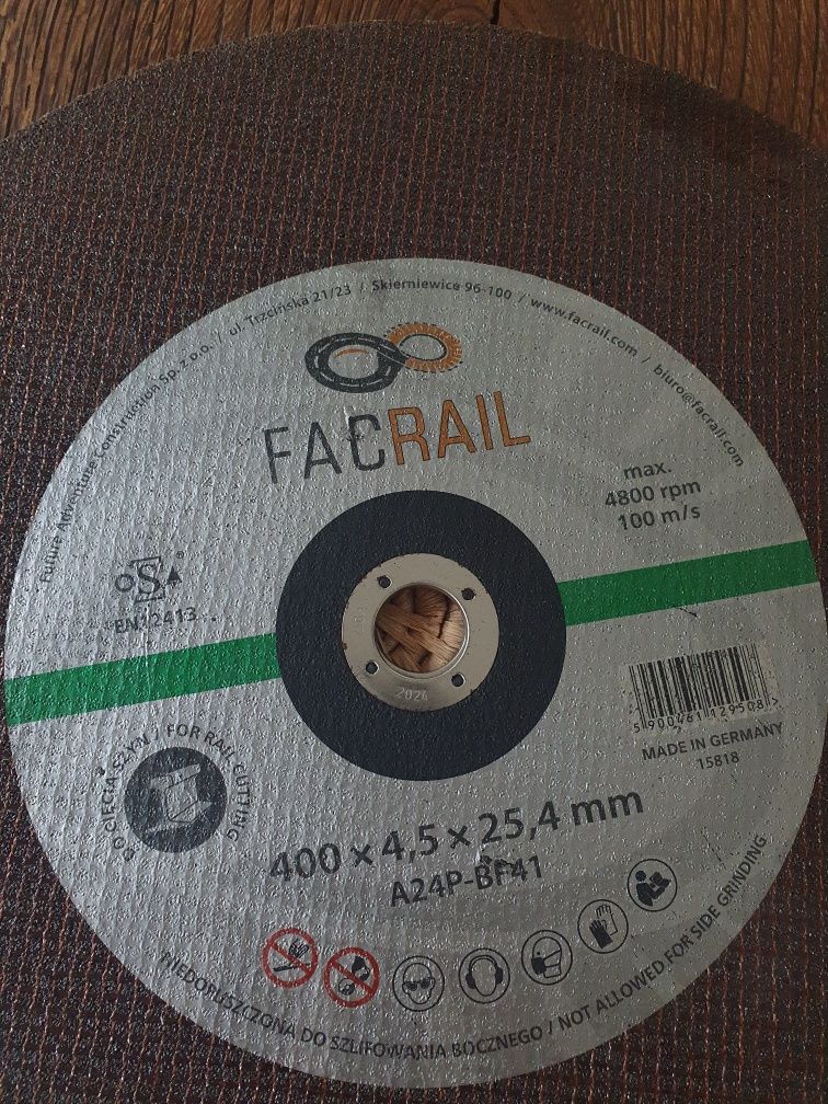 10 sztuk Nowe Facrail tarcza do cięcia szyn rhodius 400x4,5x25,4 mm
