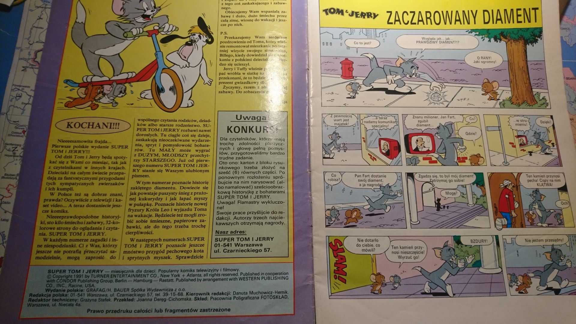 Komiks tom i Jerry z 1991 roku,pierwsze polskie wydanie