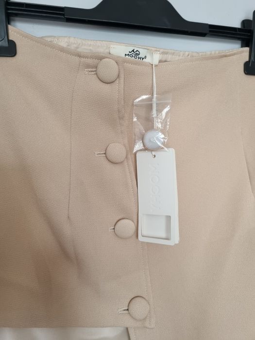 Asymetryczna Spódnica Mochy S ecru bezowa