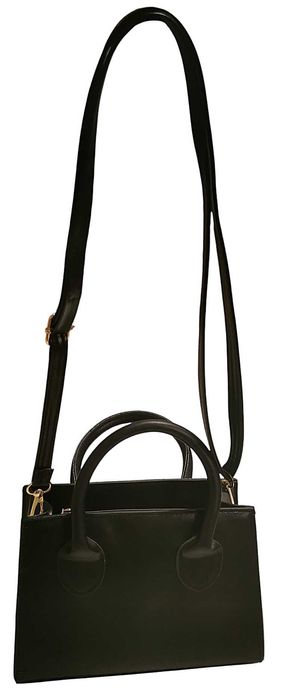 Torebka damska czarna mini elegancka na wieczór z uchwytem i paskiem