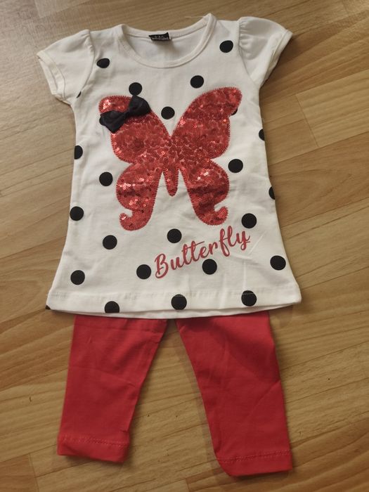 Комплект на девочку, футболка, платье, леггинсы