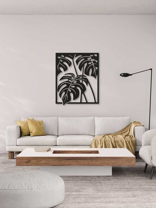 Ażurowy obraz z liśćmi monstery z MDF 3 mm – 70x60 cm