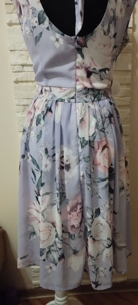 Nowa liliowa sukienka kopertowa 40/42 komunia chrzciny wesele Roco