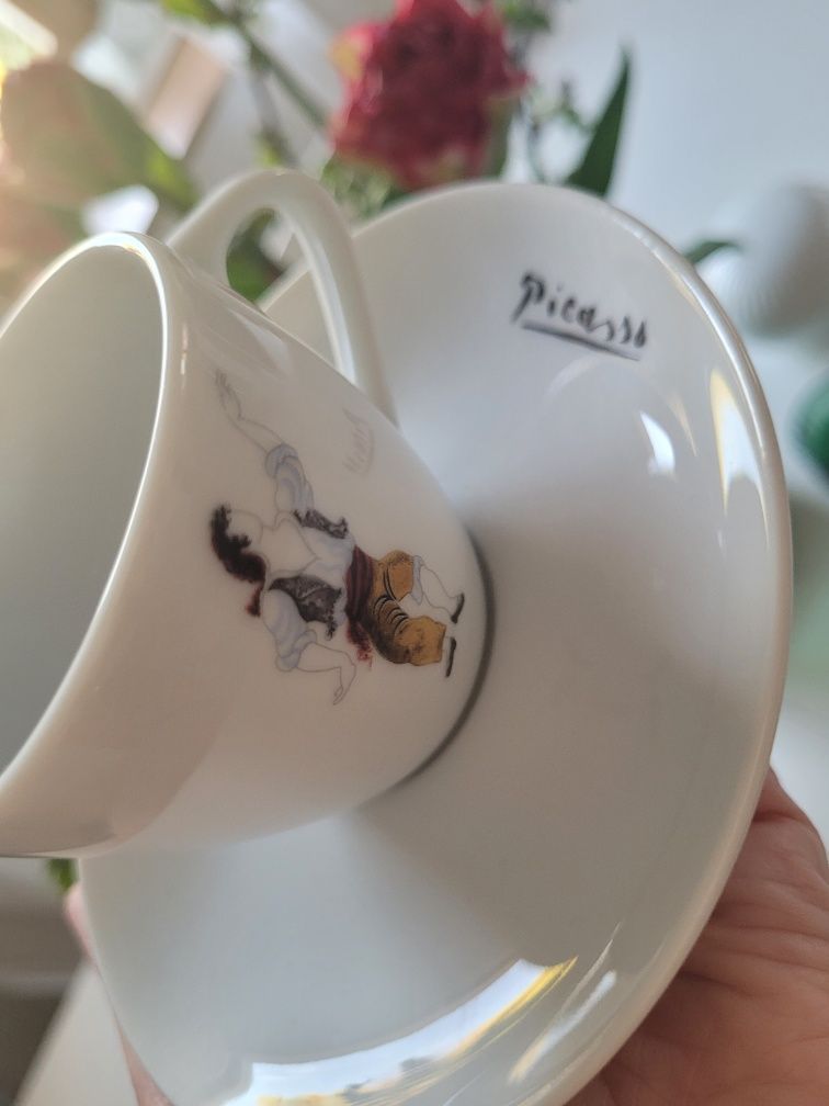 Oryginalna Filiżanka Espresso porcelanowa z talerzykiem Picasso