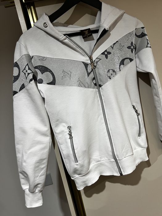 Biała bluza z kapturem LV Louis Vuitton logo