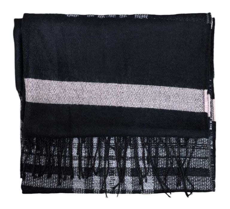 OVS ciepły szal damski w pasy z frędzlami jesień/zima rozm.64 X 215 CM