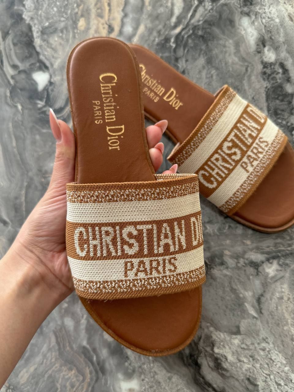 р36-41 Шльопанці Dior Slides Brown