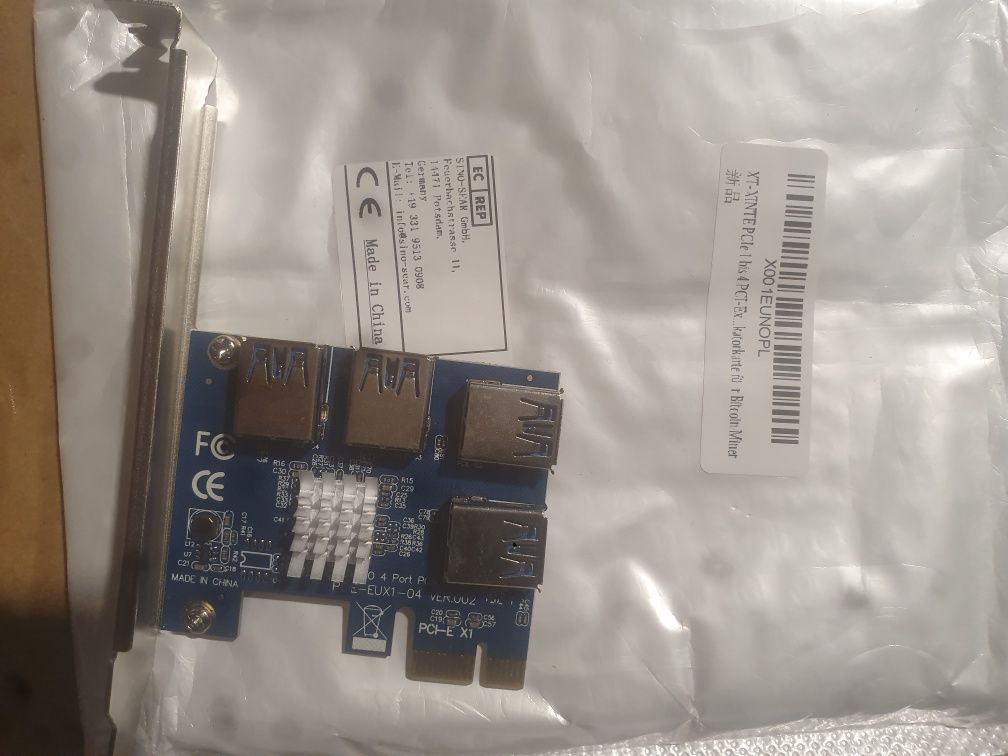 Adapter PCI-E na PCI-E 1 obrót 4 gniazdo pci-express 1x do 16x USB 3.0