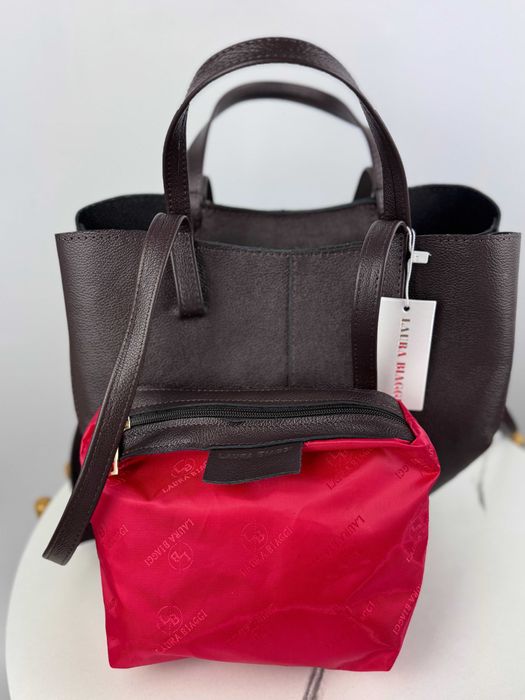 TORBA shopperka 100% skóa naturalna piękna i modna + kosmetyczka