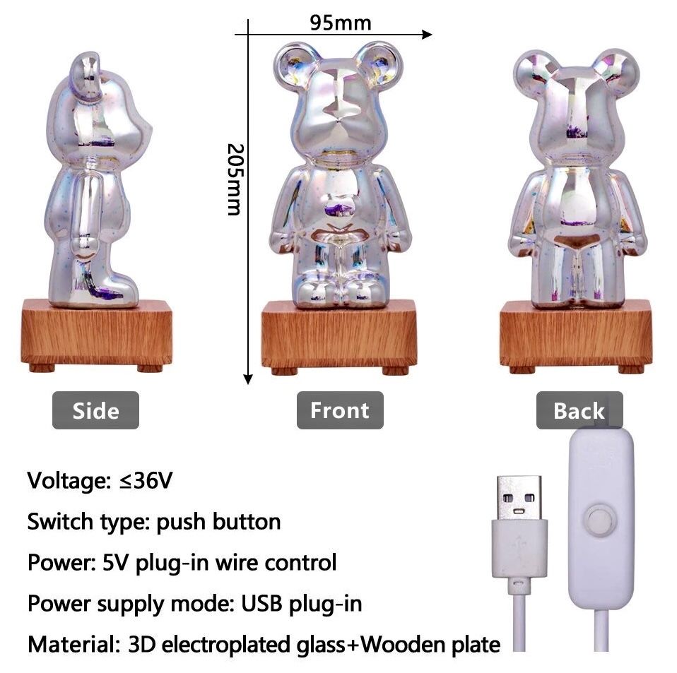 Ночник BearBrick Мишка/3D светильник/Led лампа/USB