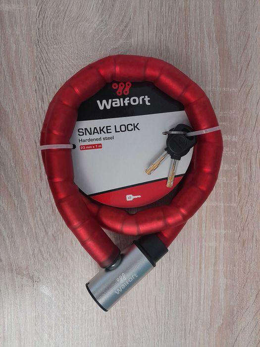 Nowe solidne, stalowe zapięcie do roweru_ Walfort_czerwone