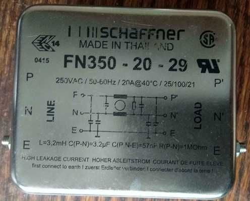 Power line filter Schaffer 20A, 4,9 mA