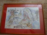 Obraz akwarela Indianie z Północy
