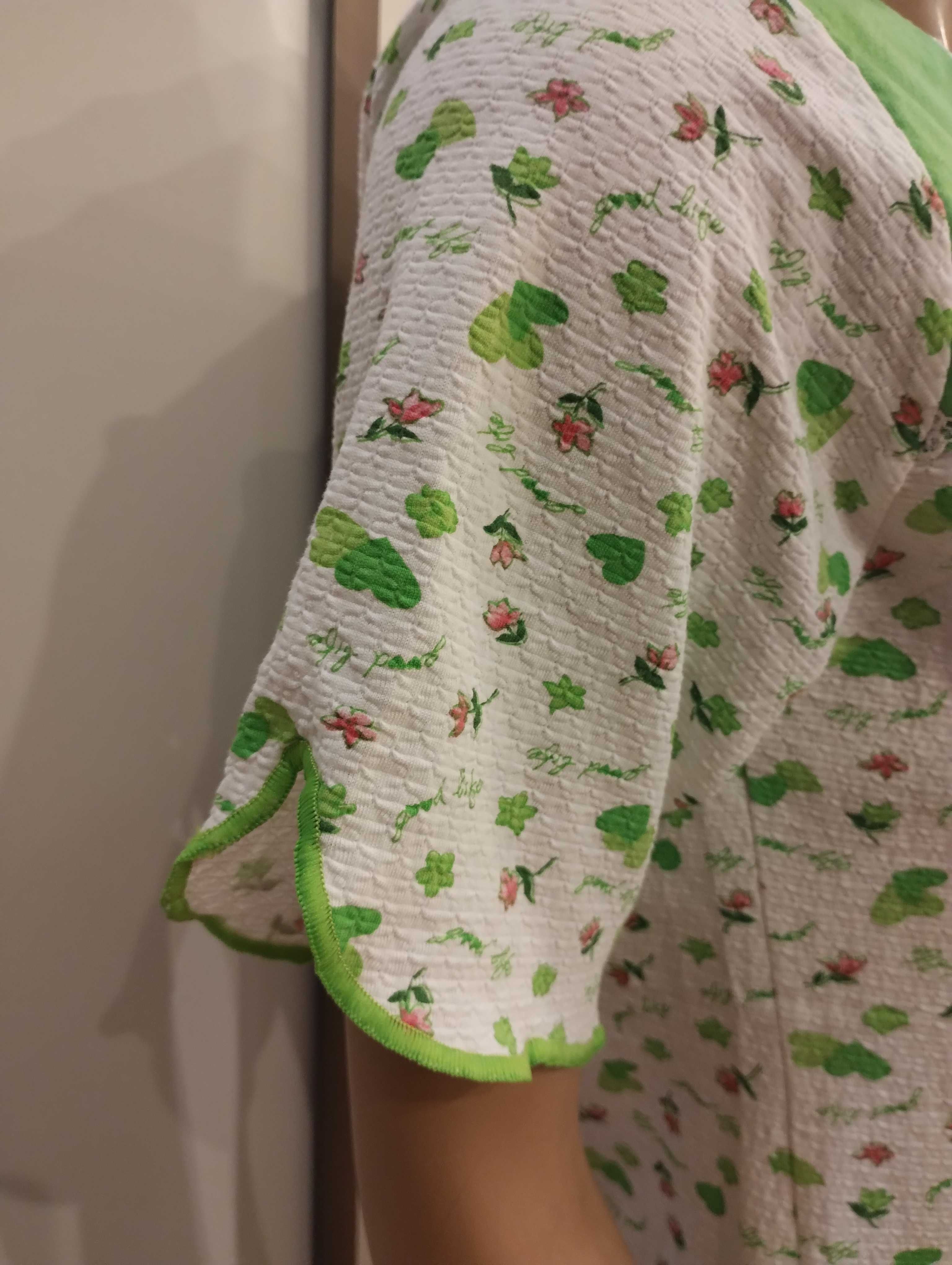 Nowa koszula nocna z 100% bawełny w kolorze zielonym