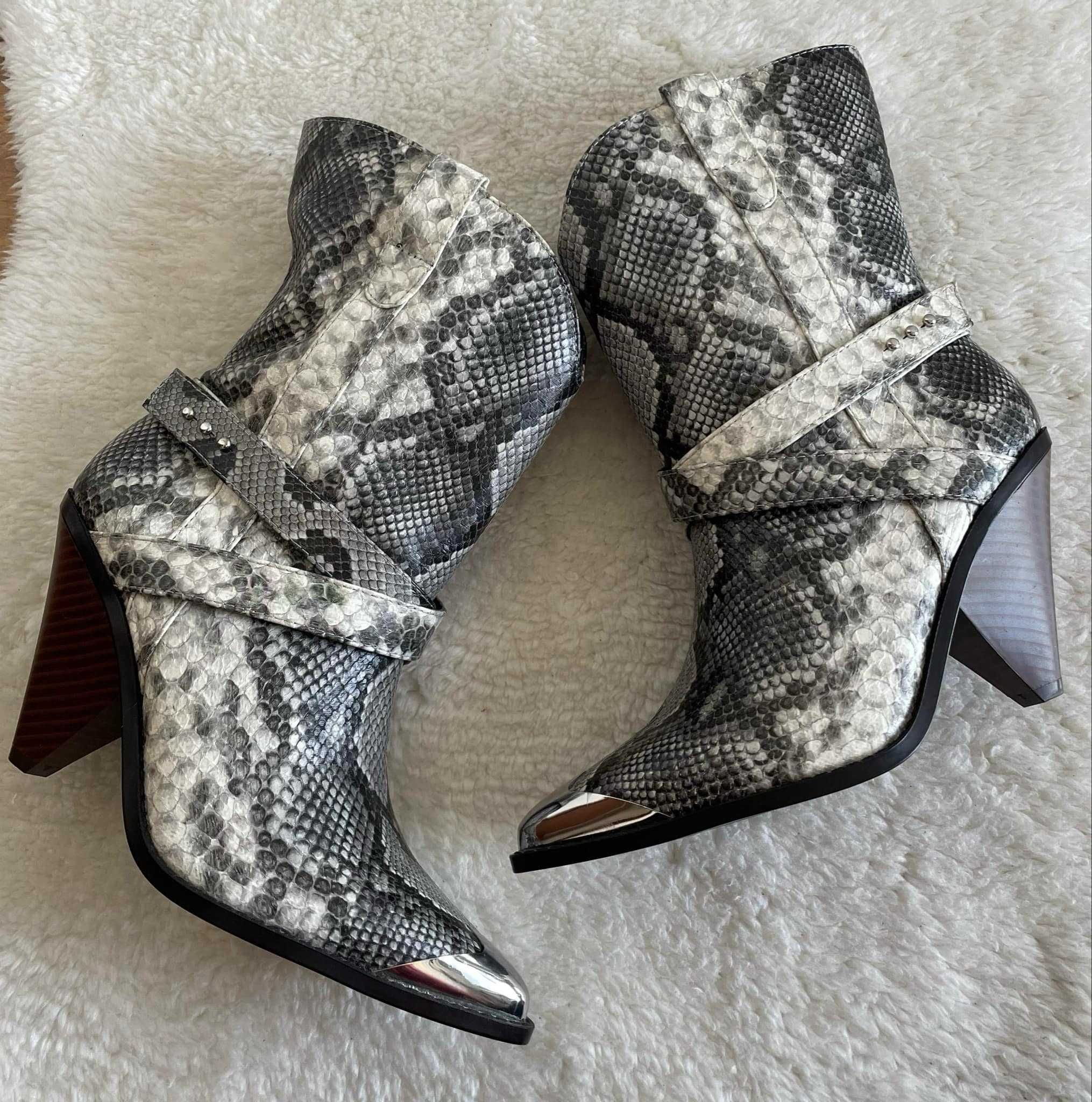 JustFab botki kowbojki z wężowej skóry 39 wiosenne