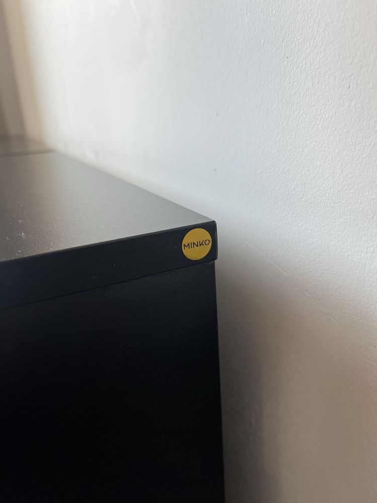 Biurko MINKO basic + kontener MINKO black buk czarne stan ikealny