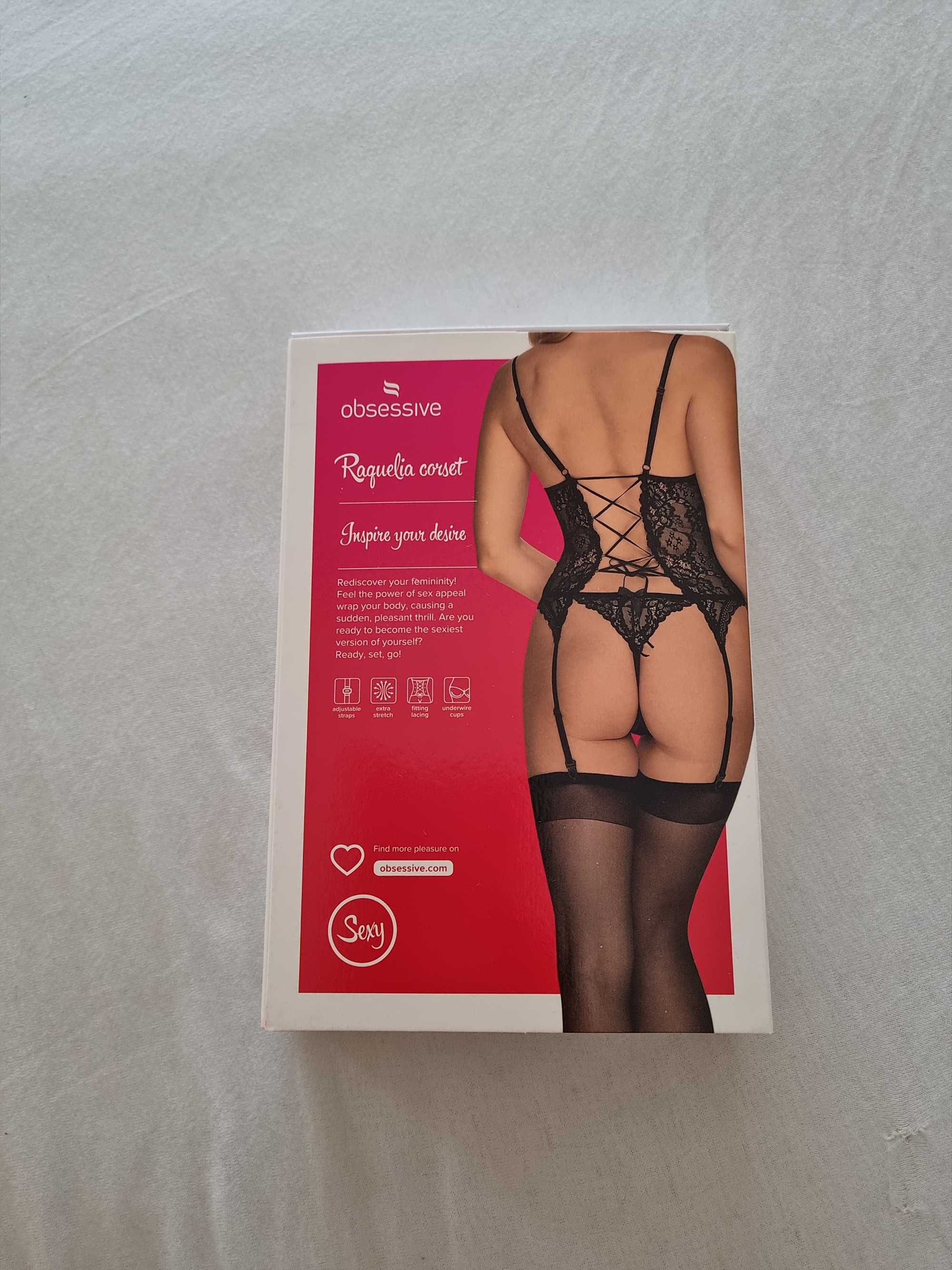 Zestaw OBSESSIVE Raquelia gorset i stringi S/M