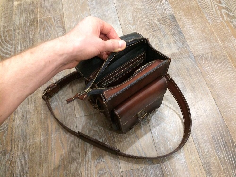Наплечная сумка, рюкзак ручной работы из натуральной кожи