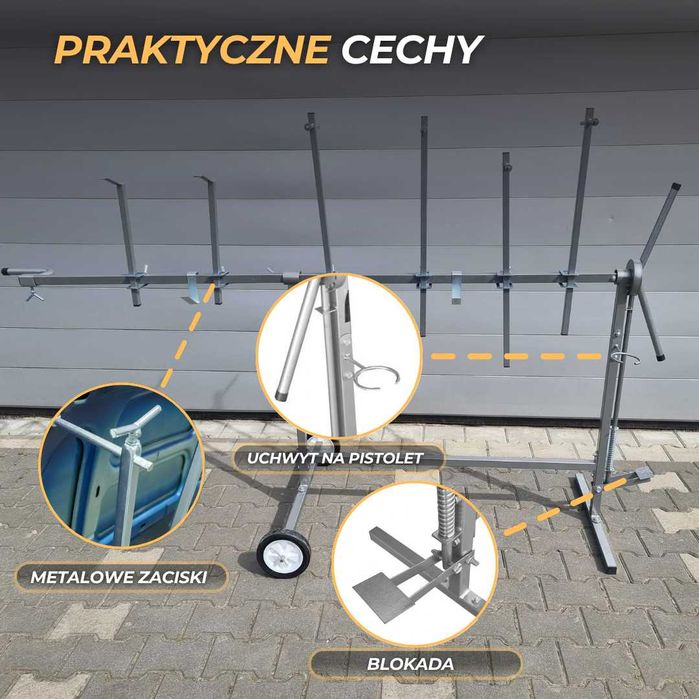 Stojak Lakierniczy Malowany Proszkowo 360° Stabilny Mobilny 110-205cm