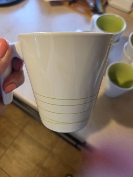 Kubki Ikea 8szt zielono/ białe