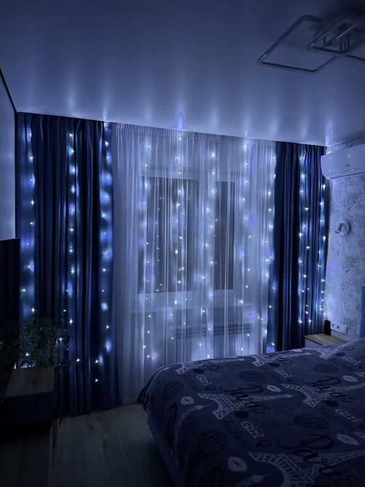 Гірлянда штора 3*3 USB з пультом теплий холодний кольори роса гирлянда