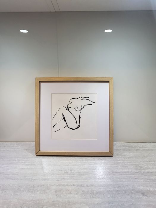 Akt kobiety. Rysunek w drewnianej ramie9, szklo