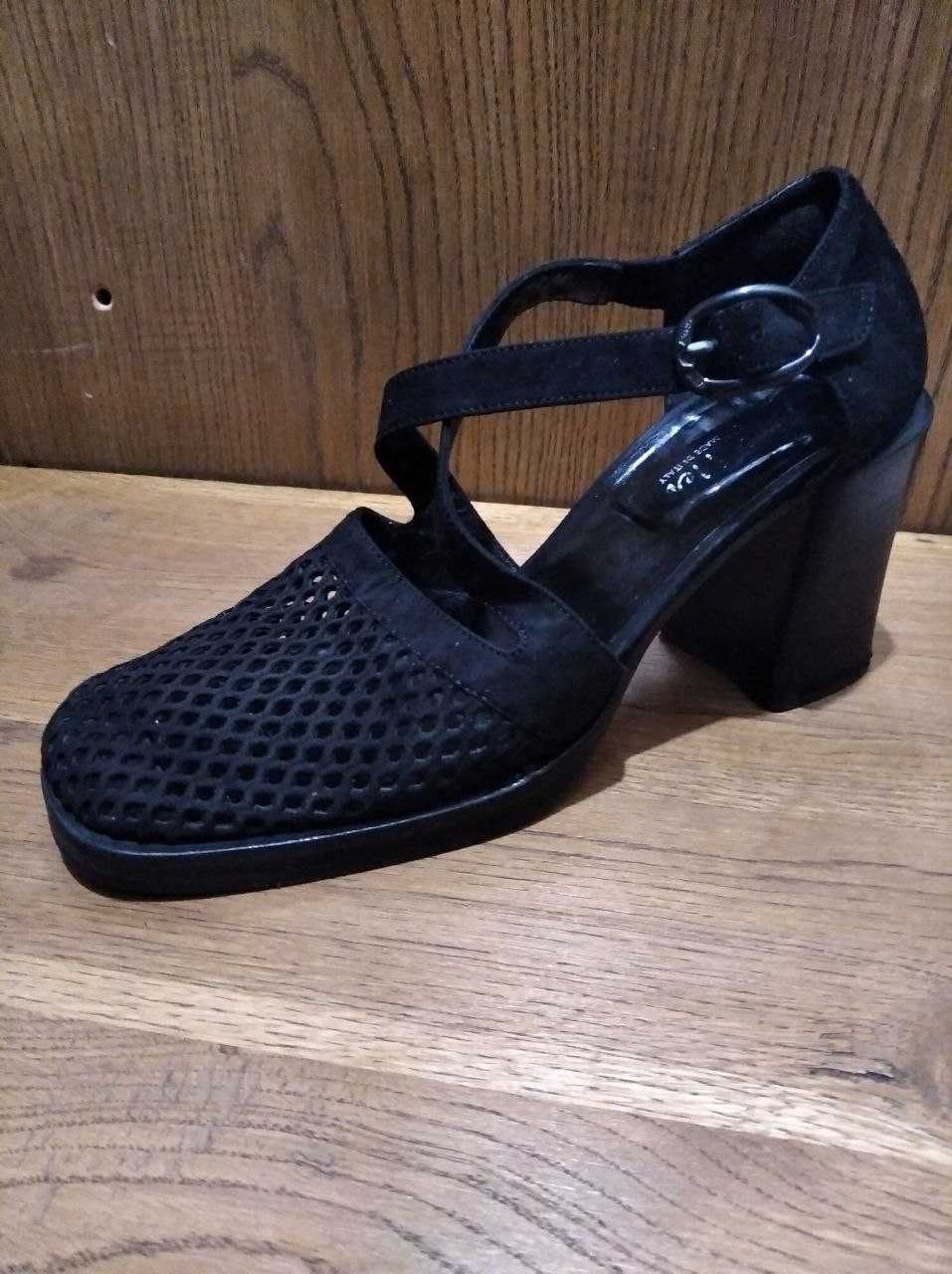Туфли женские замш сеточка на каблуке Vero Cuoio