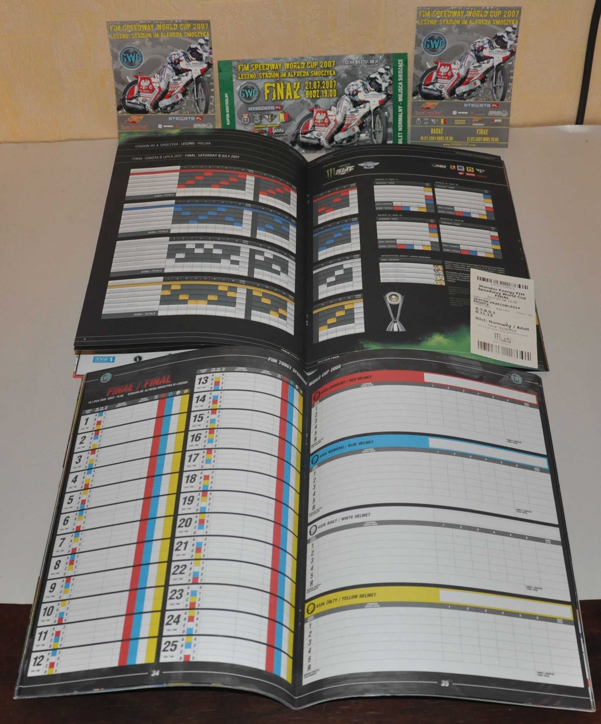 Programy żużlowe DPŚ  SWC 2009 i 2017 bilety 2007 i 2009 i 2017