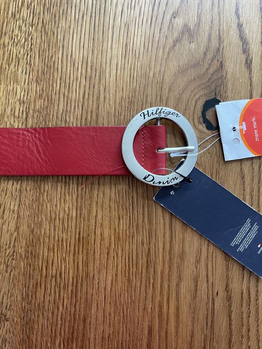 Pasek czerwony skórzany  Tommy Hilfiger