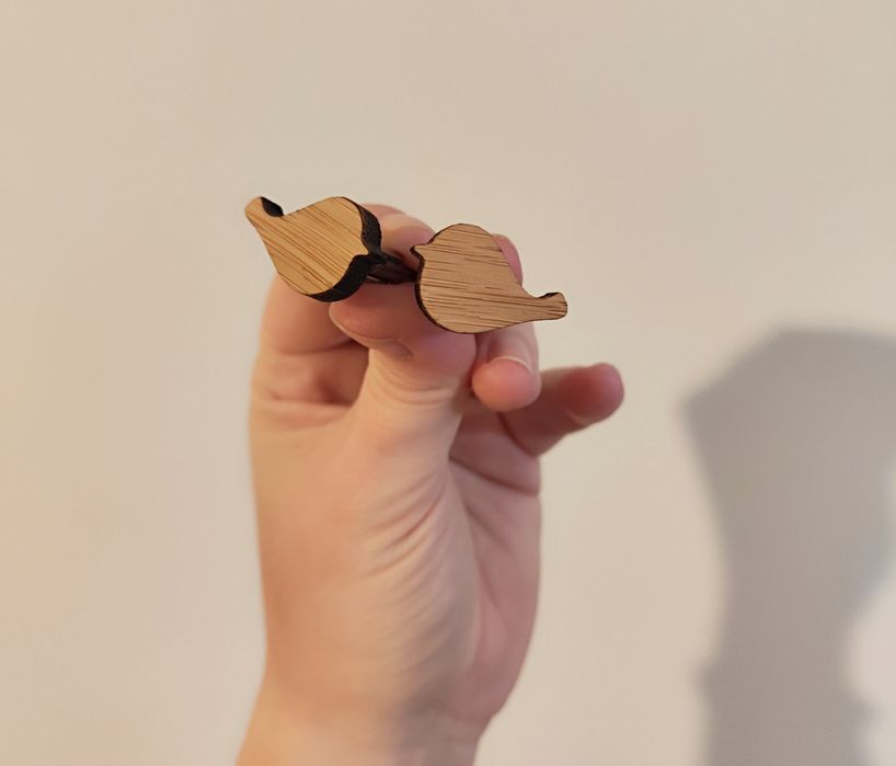 Spinki do mankietów koszuli drewniane ptaszki boho nowe
