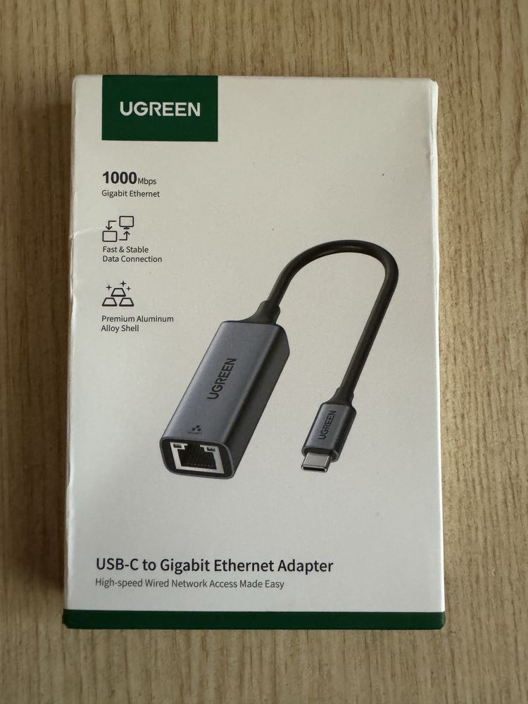Ugreen Проводной сетевой адаптерUSB CRJ45EthernetThunderbolt3GreyCM199
