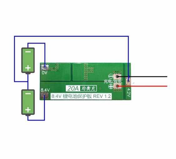 BMS 2S 8,4v 20А  контроллер заряда/разряда для Li-Ion 18650
