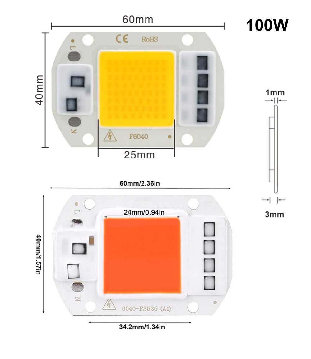 10 lampadas chip , led para hidroponia -100w.220v